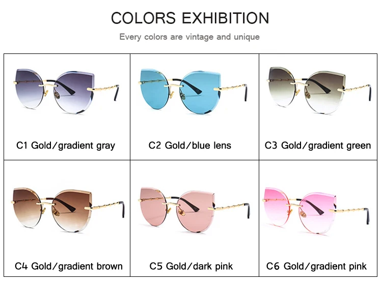 DRESSUUP Hipster Trimming Sunglasses Women Brand Designer Vintage Gradient Eyewear For Ladies lentes de sol CASA2306