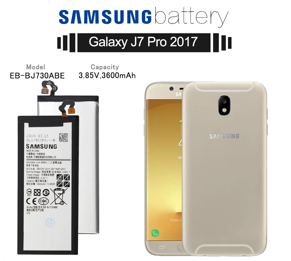 Оригинальная батарея samsung EB-BJ730ABE 3600 мА-ч для samsung GALAXY J7 Pro SM-J730F SM-J730FM J730F J730G J730DS J730GM J730K
