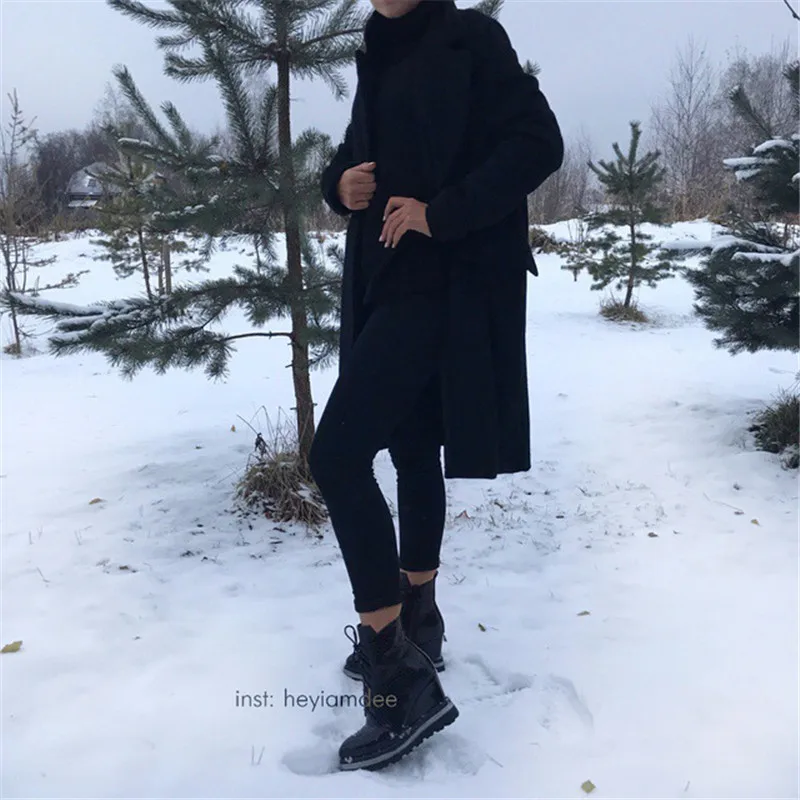 ANNYMOLI/зимние женские ботильоны на платформе; ботинки на танкетке; женские осенние ботинки на высоком каблуке; обувь; модель года; размер 42; Chaussure Femme