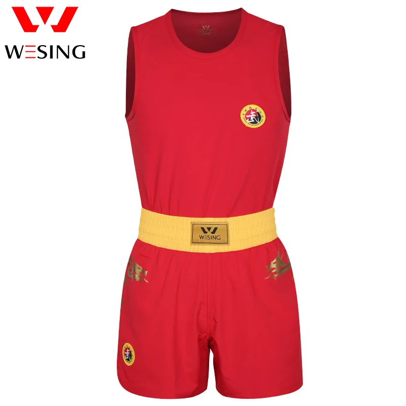 Wesing Dragon Kids взрослые ММА боксерская форма Муай Тай шорты+ топы военные художественные наряды набор боксер Fightwear соревнования - Цвет: red