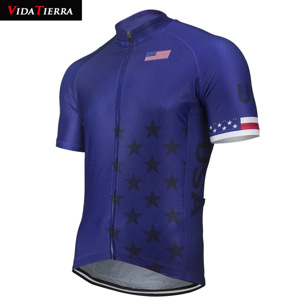 2019 VIDATIERRA мужские синий Велосипеды Джерси США Национальный флаг команда