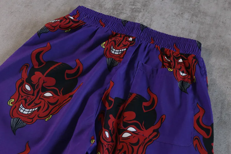 Мужские шорты с принтом Devil, уличная одежда в стиле хип-хоп, Harajuku, летние шорты с эластичной талией, мужские пляжные повседневные спортивные брендовые шорты