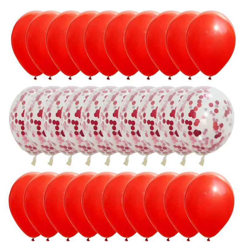 red 30 шт./лот, много конфетти, воздушные шары, розовое золото, гелиевые шары, для мальчиков и девочек, с днем рождения, для вечеринки, воздушные шары, для свадебной вечеринки, декоративные принадлежности - Цвет: red