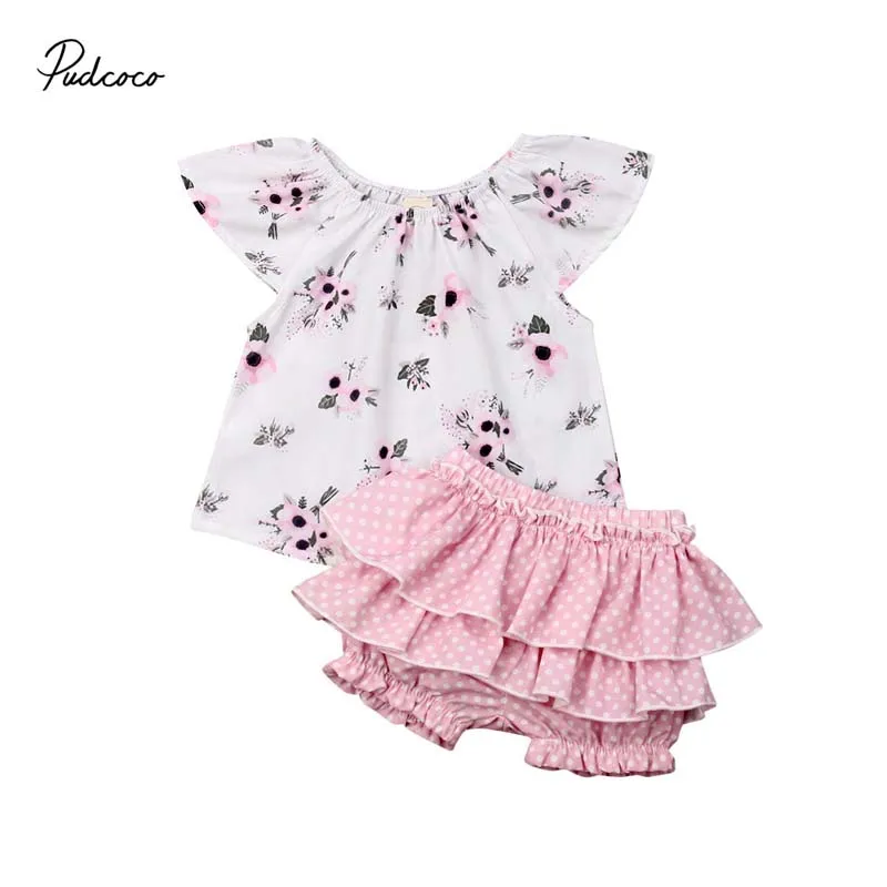 Одежда принцессы для новорожденных девочек топы с цветочным принтом + шорты