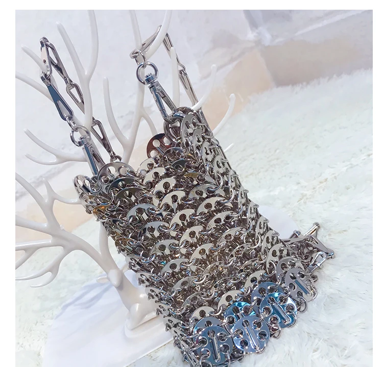 Женские модные сумки с серебряными блестками и металлическими цепочками