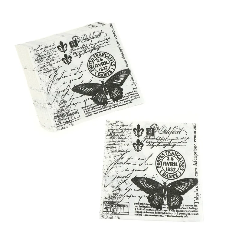 Бумажные салфетки с рисунком птиц в винтажном стиле 20 цветов|Одноразовая посуда