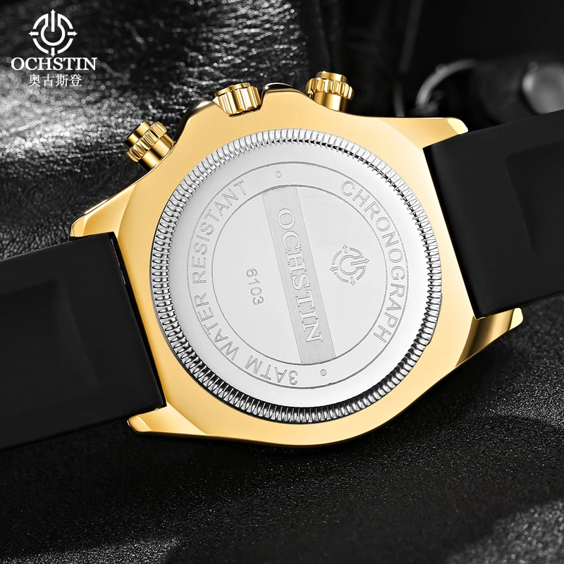 

Men Watch OCHSTIN Top Luxury Brand Designer Quartz-watch Silicone Business Black Sport Military Quartz Watch Male Wristwatches
