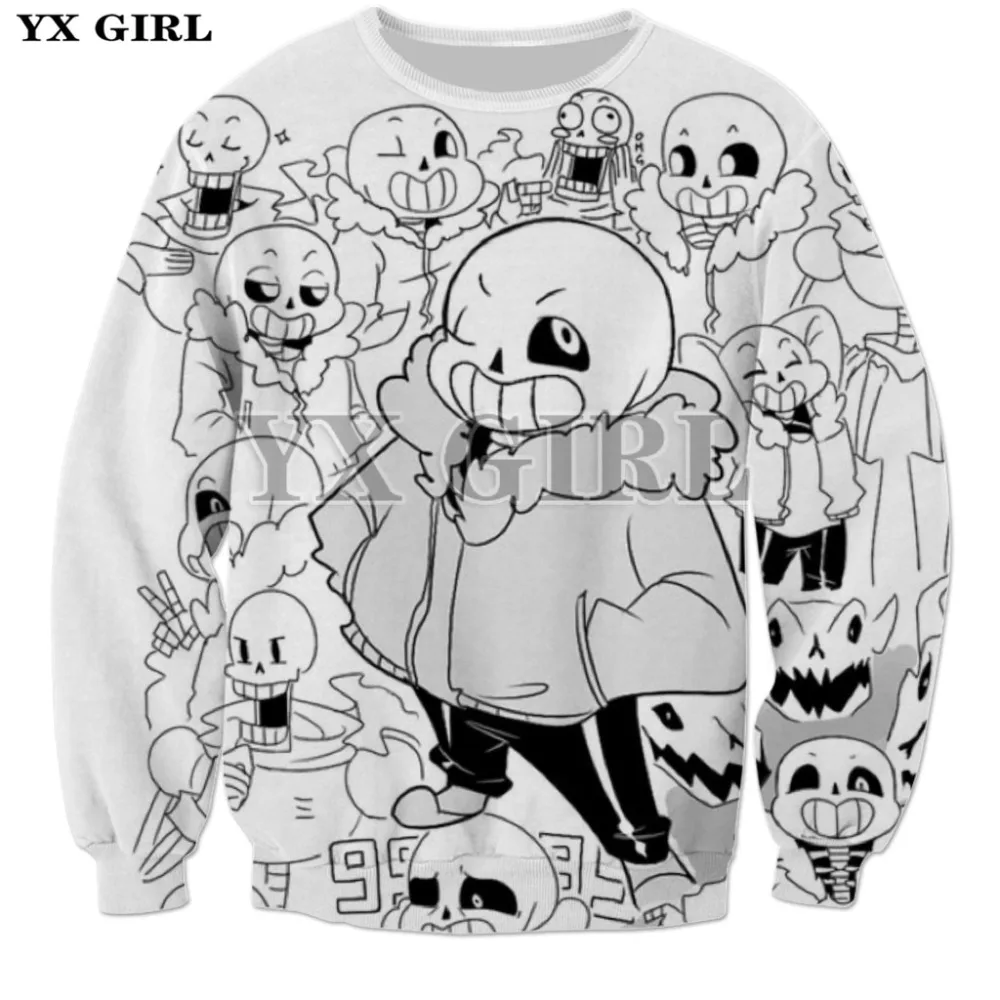 YX/Толстовка для девочек с принтом Undertale Sans Джемпер унисекс 3D Толстовка капюшоном