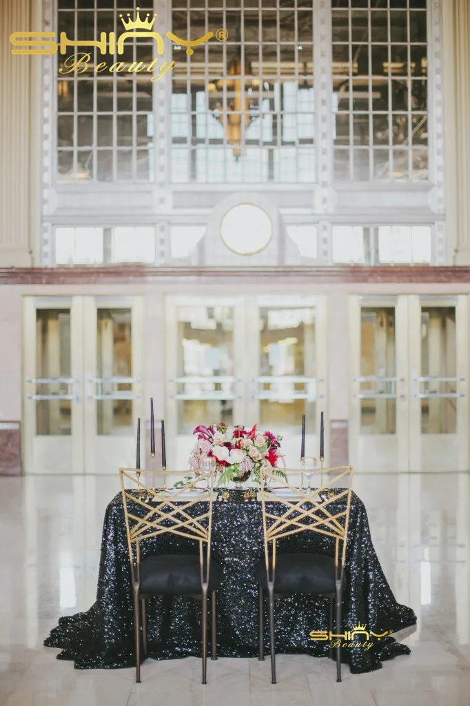 60x102in черный Рождество скатерть прямоугольник блесток Скатерти weddingtablecloth 150x260cm