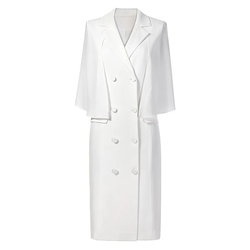 Женское ТРАПЕЦИЕВИДНОЕ ПЛАТЬЕ twotwin2 белое двубортное мини-платье с высокой