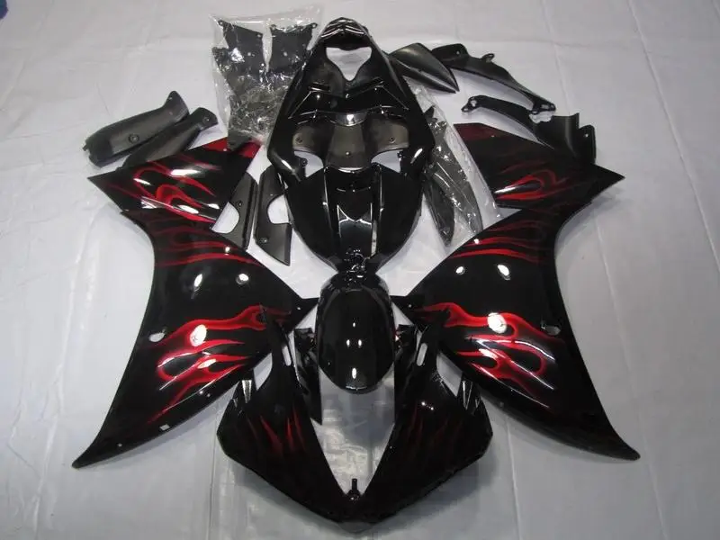 Injection molded free customize fairing kit for YAMAHA R1 09 10 11 12 13 14 15 red flames black fairings 2009-2015 BN07 | Автомобили и