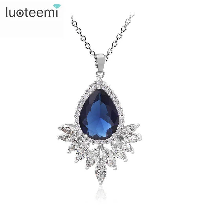 LUOTEEMI Brand Bohemian Necklace White Gold-Color Pendant with AAA Cubic Zircon for Women Party Jewelry Wholesale | Украшения и