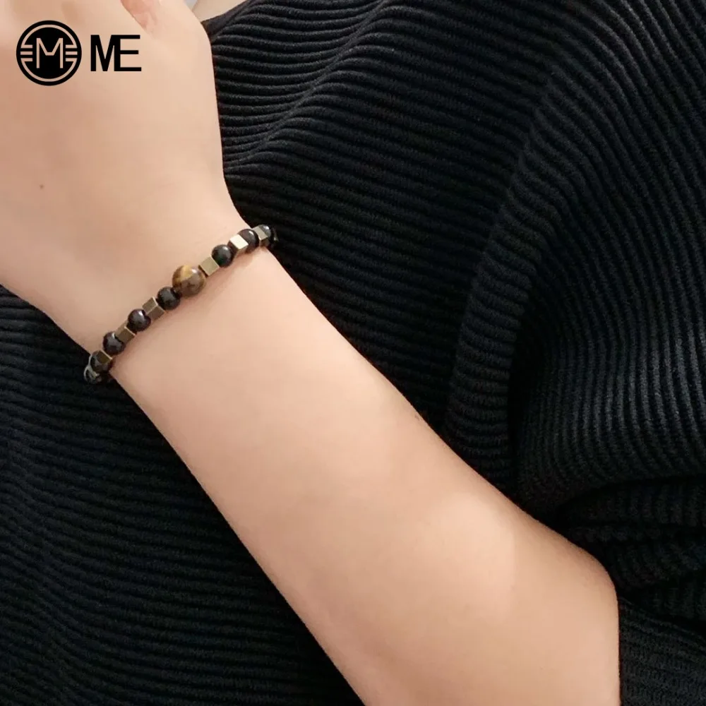 MIVE новый дизайн тигровый глаз 8 мм браслеты из бисера черные деревянные бусины