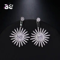 be 8 2018 new vintage ear accessories aaa cubic zirconia sun flower shape earrings for women wedding gift accessories e492
