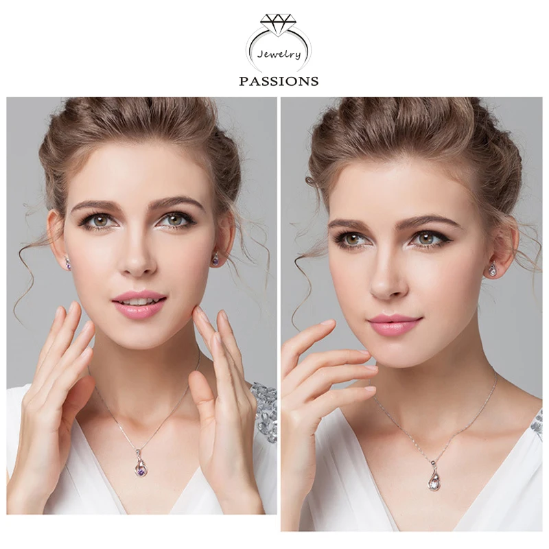 Fashion Elegant Angel Wing 925 Sterling Silver Stud Earrings Purple AAA Cubic Zirconia Earings For Women&ampGirl Jewelry Gift | Украшения и