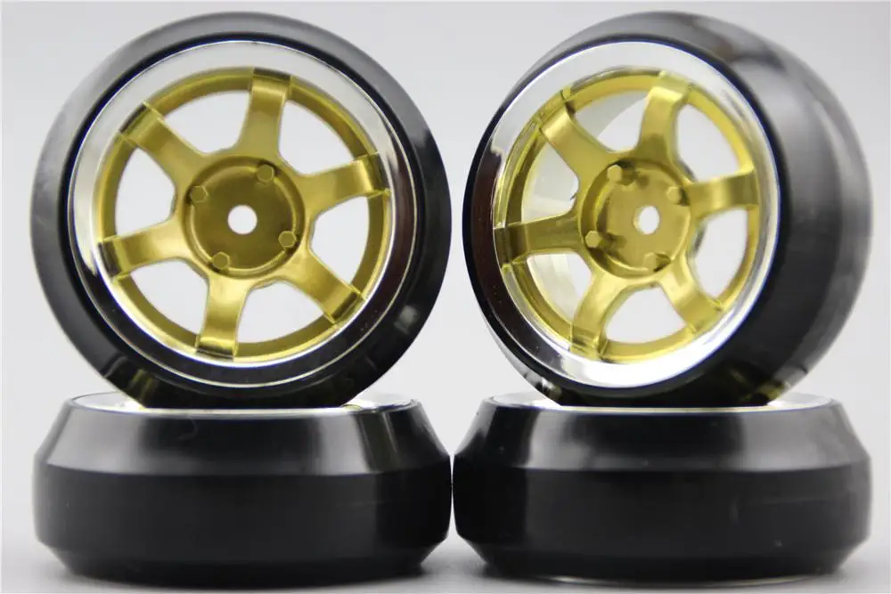 4 шт. RC 1/10 жесткая дрифтерная шина обод колеса S6SCG мм офсет (хром + золото) подходит