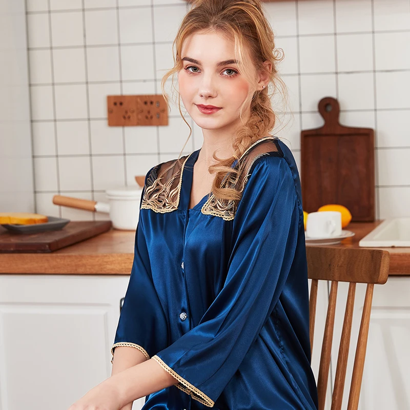 Атласные Шелковые Пижамы 2019 новые женские весенне летние штаны с длинными