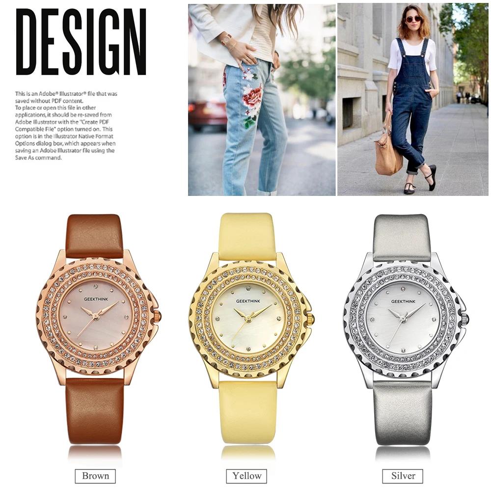 Новое поступление 2018 женские часы ведущей марки с кожаным ремешком повседневные