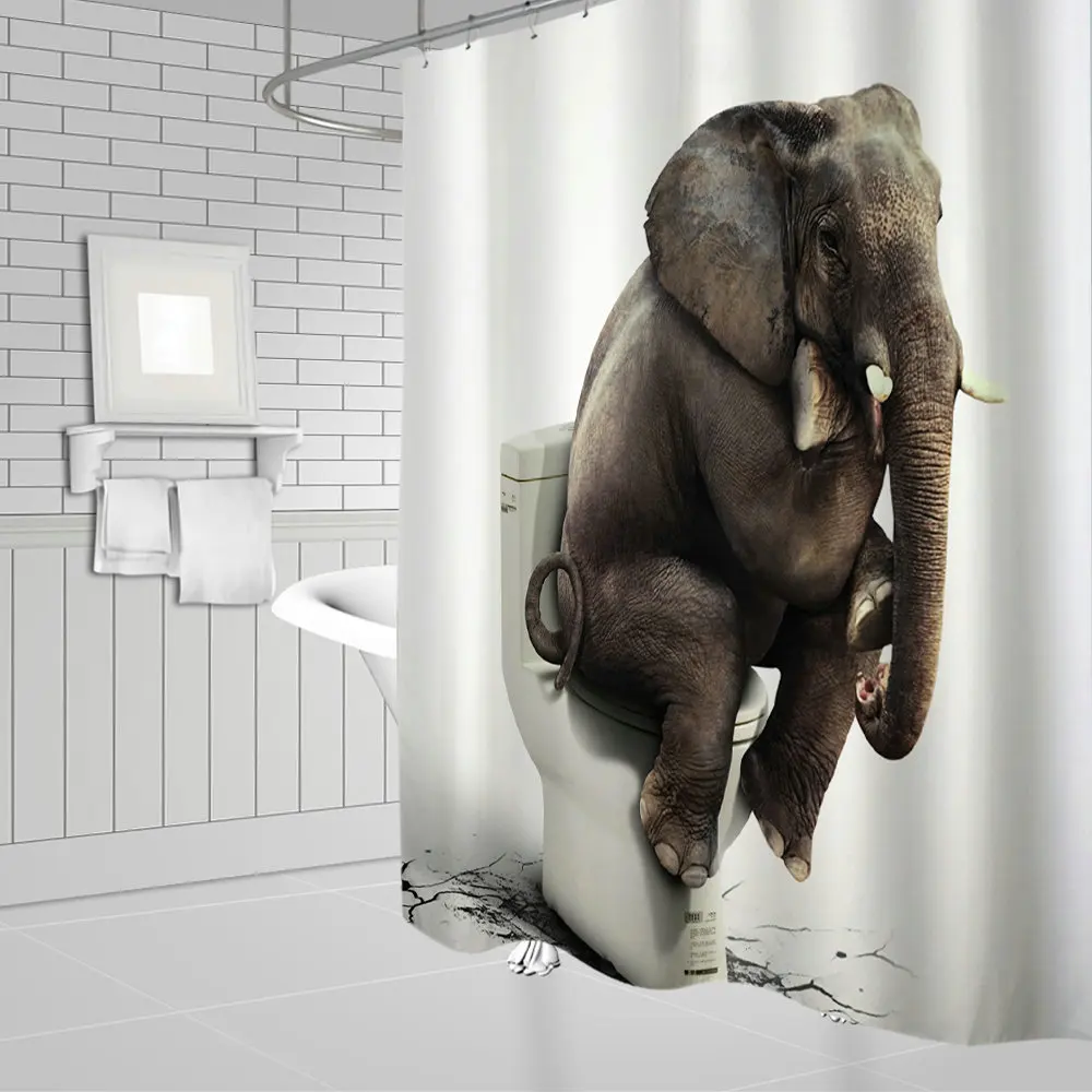 Горячая Забавный слон 3D стерео украшения дома Ванная комната Душ Шторы молния