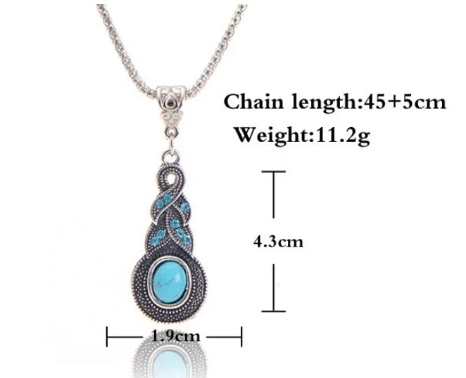 Очаровательная ретро-модель моделирование бирюзовый ожерелье голубой кристалл