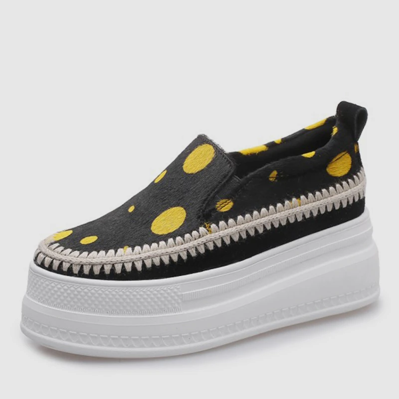 DORATASIA 2019 New Fashion Horsehair Flat Platform Shoes Woman Spring Polka Dot Loafers Ladies Casual Flats Women | Обувь