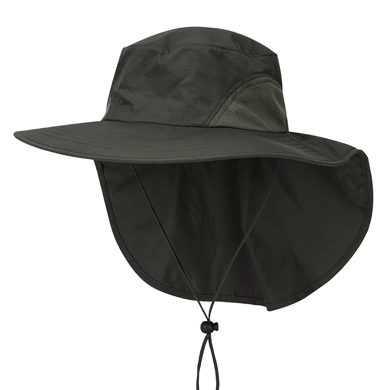 army green CAMOLAND Высококачественная Мужская Панама летняя шляпа от солнца для женщин с длинными широкими полями походная Кепка для рыбалки уличная шляпа с защитой от воздействия УФ-излучения - Цвет: army green