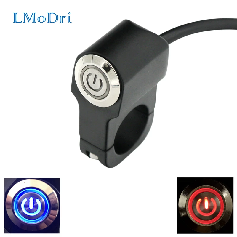 

LMoDri Motorcycle Switches 7/8" 22mm Handlebar Mount Switch Headlight Hazard Brake Light Power ON-OFF With Indicator Light