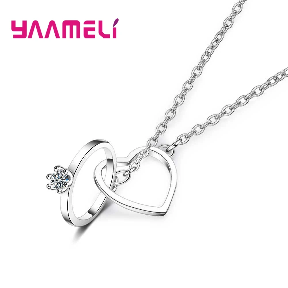 

Real True Love Pendant Necklace for Women Wedding Engagement Jewelry Authentic 925 Sterling Silver AAA CZ Crystal