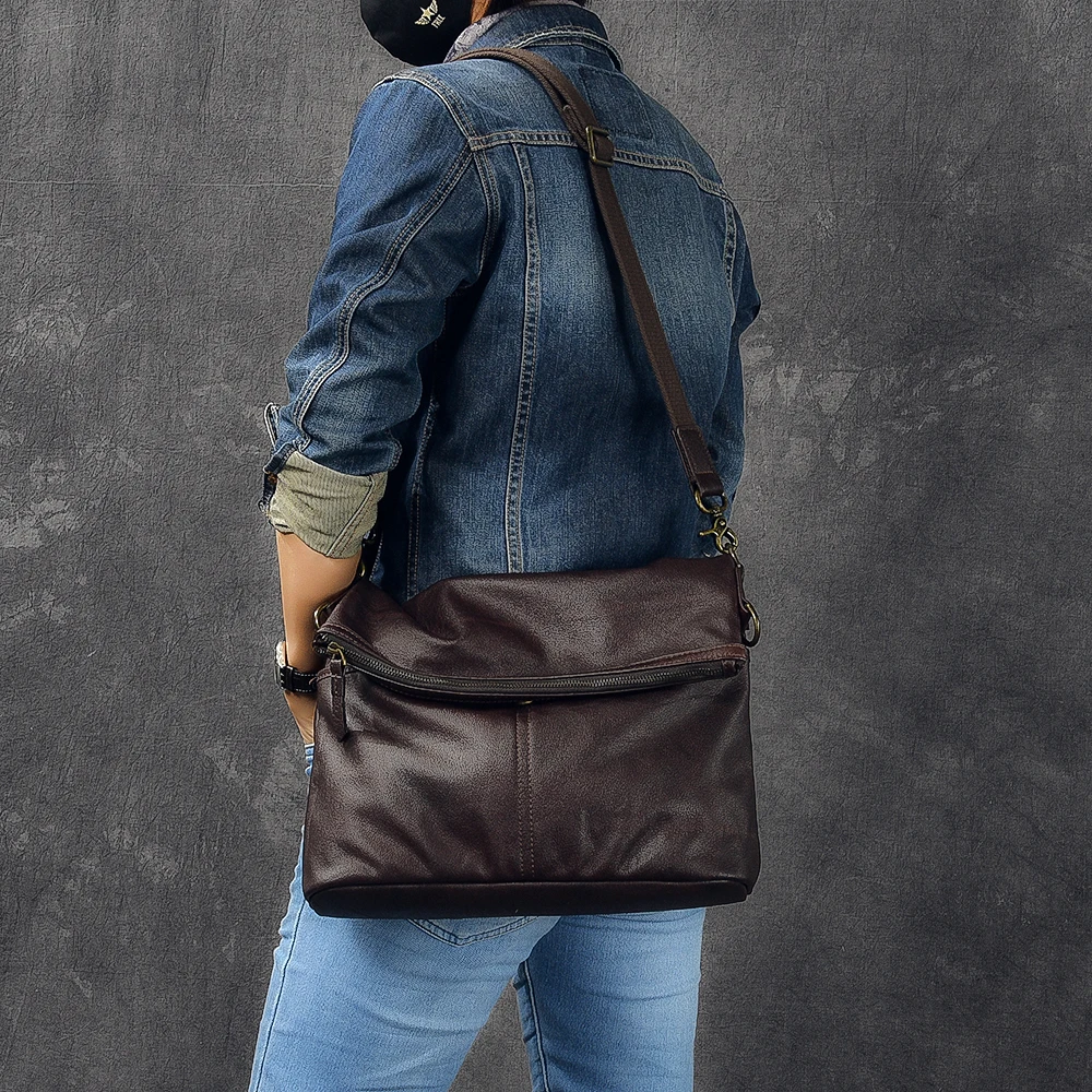 

Сумка-мессенджер мужская кожаная, на одно плечо, для ноутбука