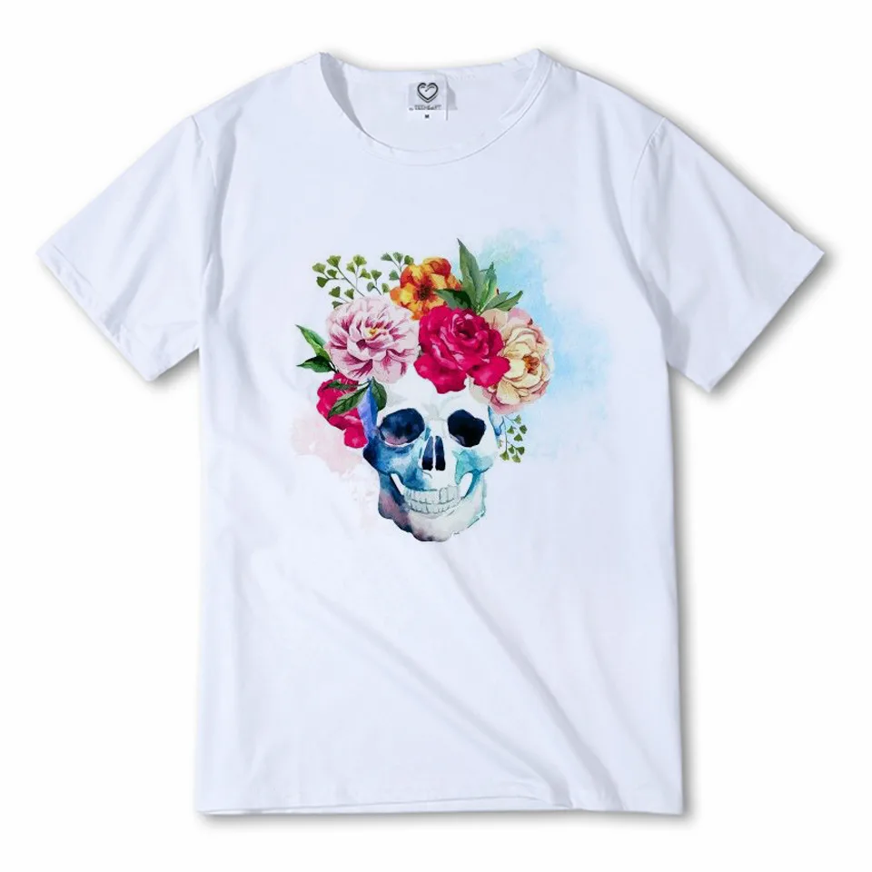 Новинка ручная роспись Мехико Череп цветок футболка мужские летние сахарные