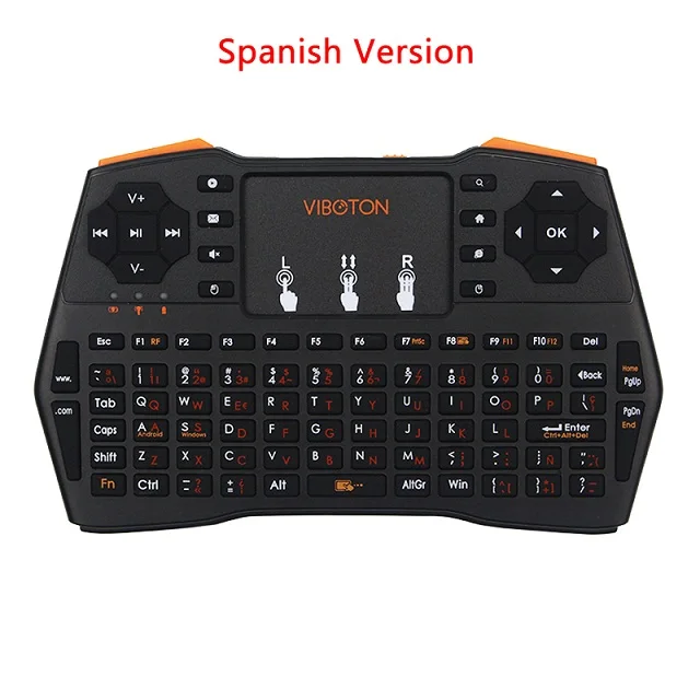 Spanish 2,4G мини-клавиатура с беспроводной сенсорной панелью с английским/русским/испанским языком для ПК ноутбука Android tv Smart tv для Raspberry Pi - Цвет: Spanish