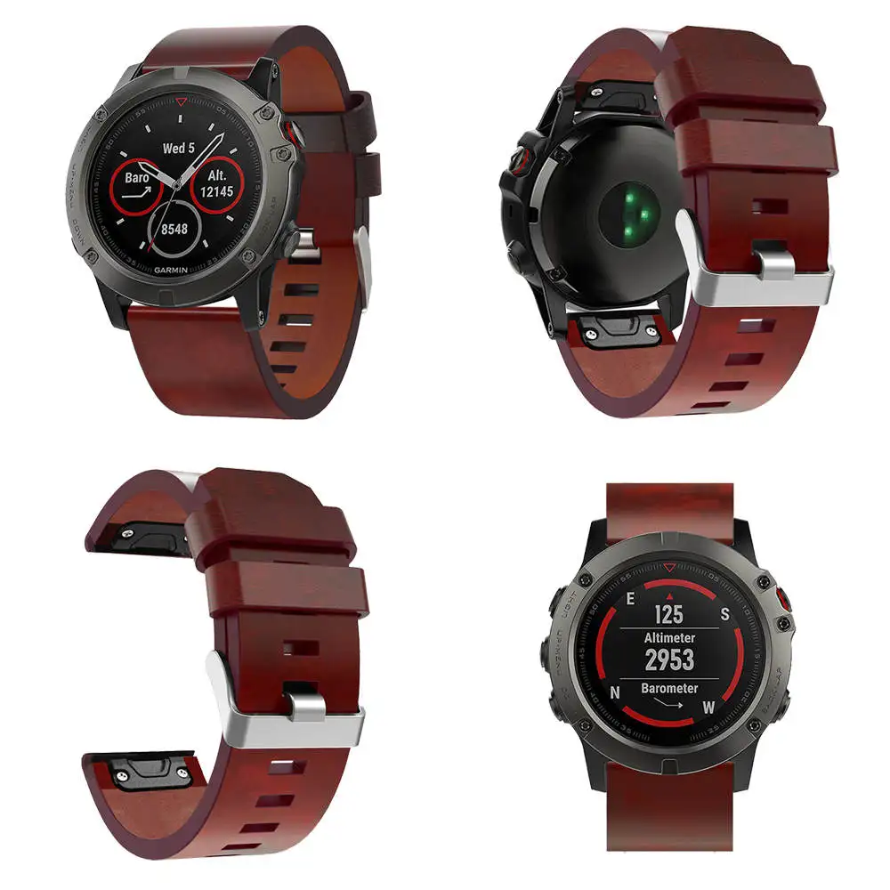 26 мм ремешок из натуральной кожи для Garmin Fenix 5X/5X Plus/Fenix 3/D2/спуск быстросъемный ремешок для часов спортивный браслет
