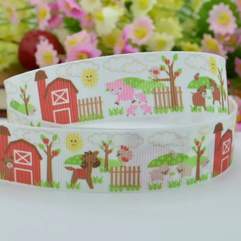 DUWES 7/8&quot 22mm 2 5 10 20 50 Yards Farm horse deer unicorn Printed grosgrain ribbon hair bow DIY handmade Retail | Детская одежда и