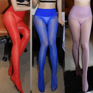 2018 новые сексуальные масляные блестящие колготки для женщин без косточек прозрачные чулки гладкая ткань прозрачные глянцевые детали