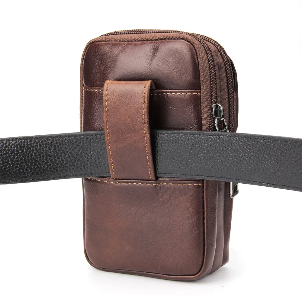 6.3 Inch men phone waist case for iPhone 8plus 7plus s9plus s8plus x Universal Brown Leather Wallet Bag Luxury Belt Pack Purse | Мобильные