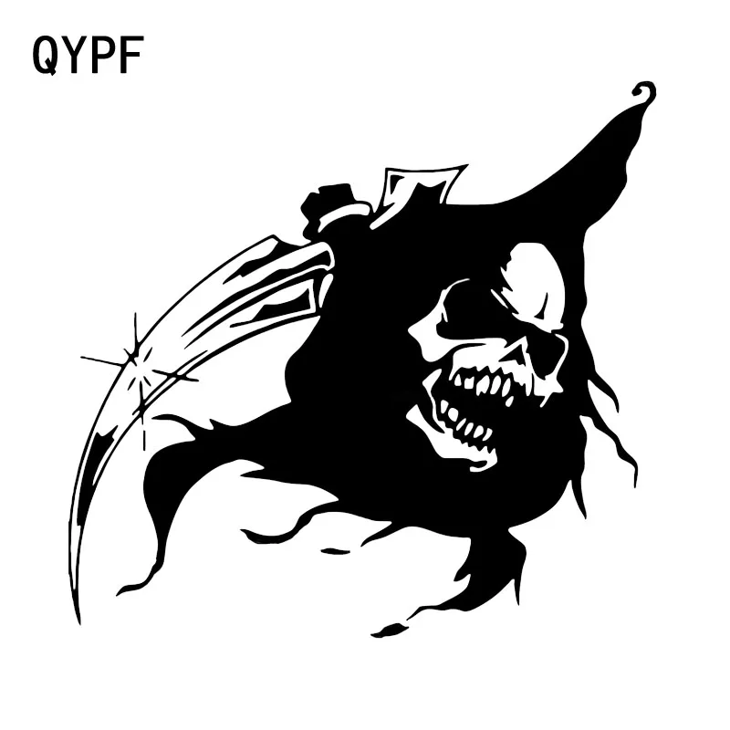 

QYPF 14.9*14.1CM Coolest Reaper Head Skull Graphic Car Sticker Vinyl Motorcycle Decoration C16-0058