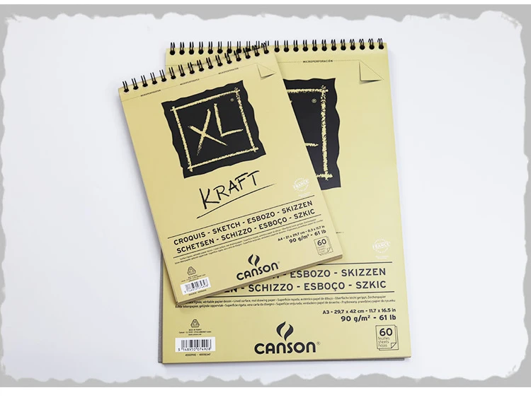 A4 Canson XL Sketch Pad крафт гофрированные светло-коричневый 90g/m2 60 листов спираль на короткий край