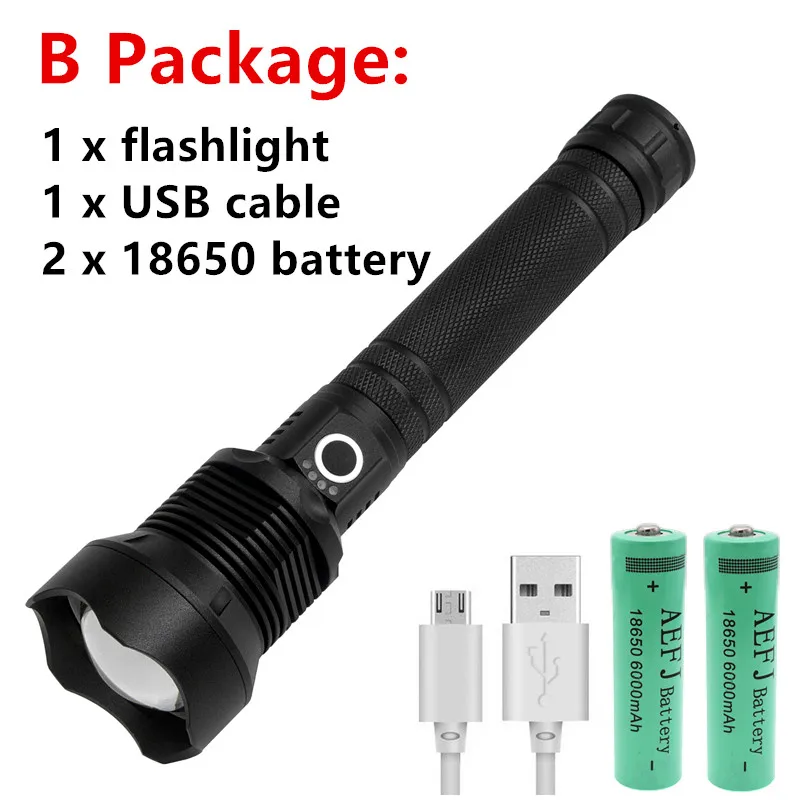 Xhp70.2 самый мощный флэш-светильник usb Zoom led факелы xhp70 18650 или 26650 батарея лучший кемпинг открытый светильник - Испускаемый цвет: B Package