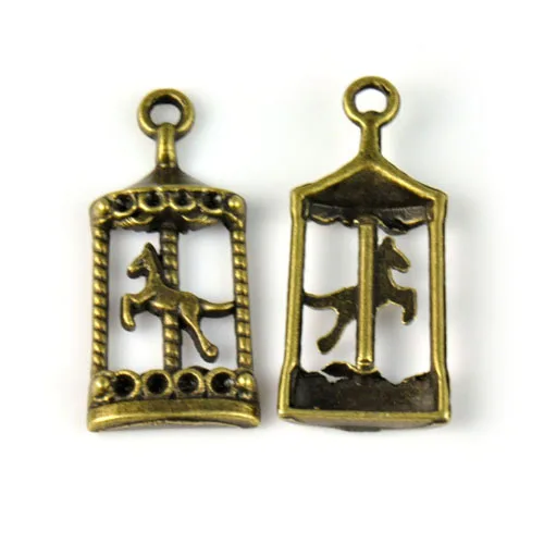 10 шт старинных бронзовых шармов Merry Go Round Carousel Horses 15x32 мм P740|pcs charms|round charmmerry go round
