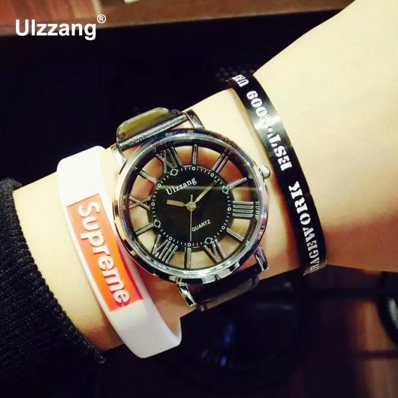 Оригинальные кварцевые часы Ulzzang с полым циферблатом в римском стиле из