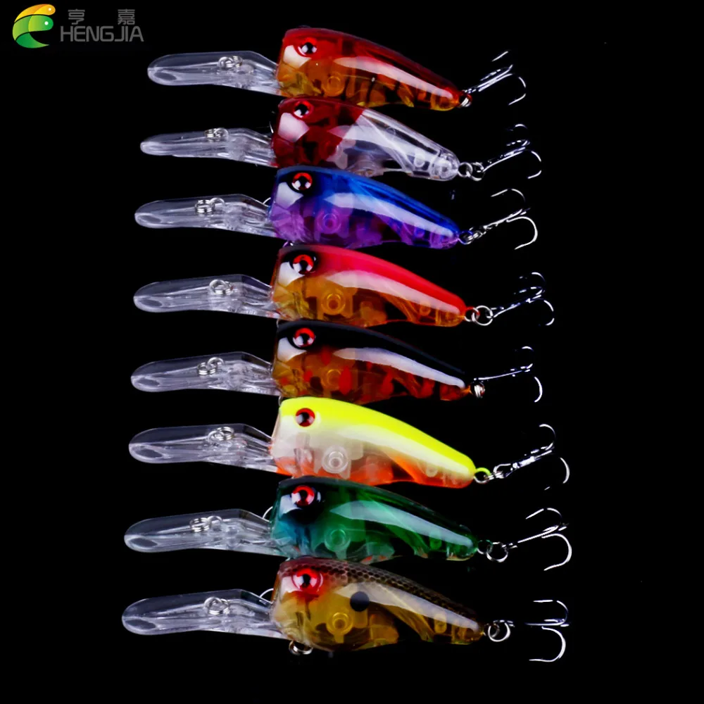 

HENGJIA 8pcs 9cm 11.5g hard plastic crankbaits luminous fishing lures artificial wobblers sinking baits pesca