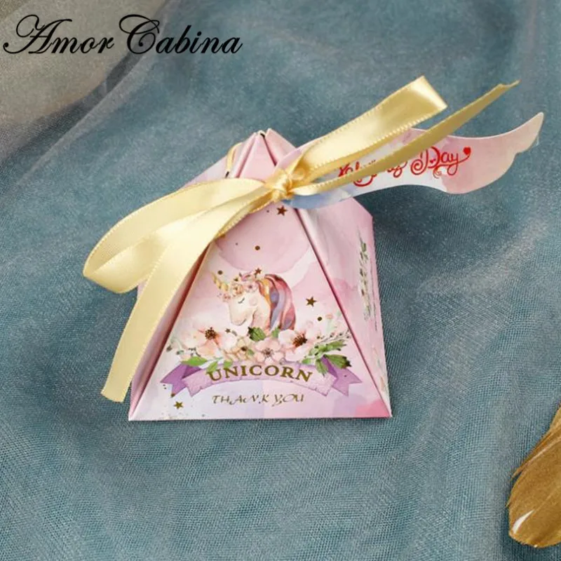 Pyramid Style Wedding Favors Supplies flamingos Candy Boxes with Ribbon Gift Box Party Package Chocolate Baby Shower Favor | Дом и сад