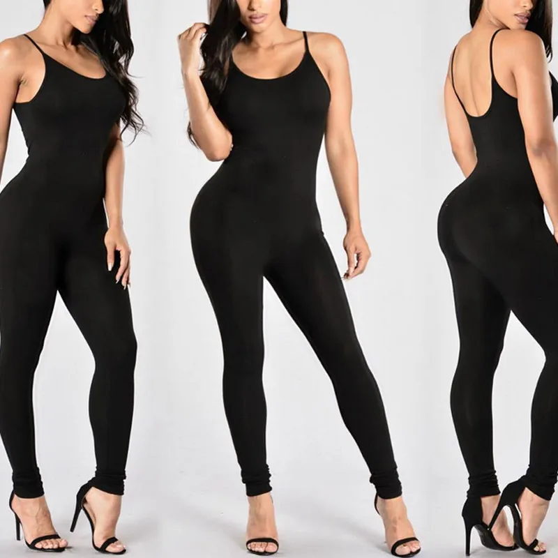 Женский Длинный комбинезон с открытой спиной однотонный Повседневный