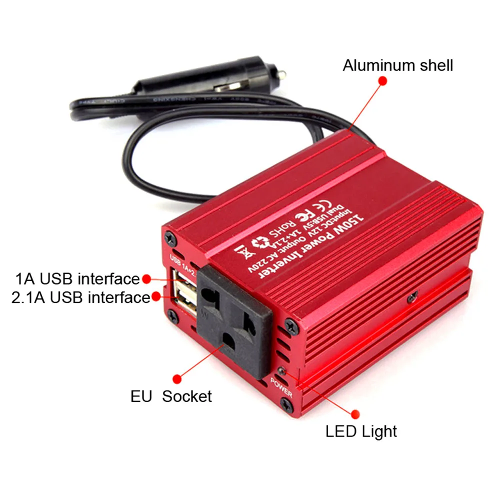 SUNYIMA 150 Вт Инвертор питания DC12V до 220 В двойной USB ЕС Разъем для дома пикника