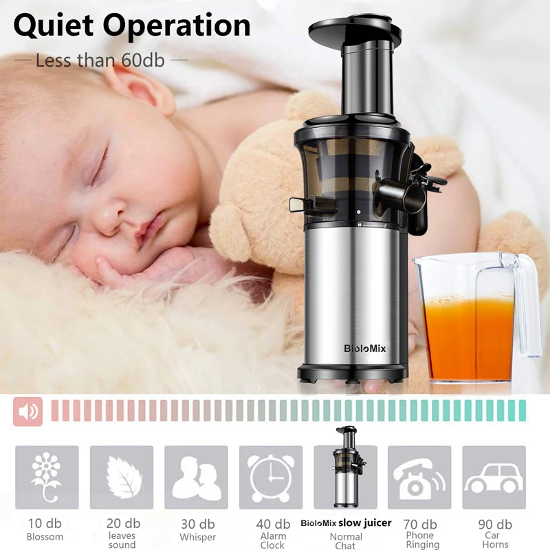 BPA FREE, 200 Вт, 40 об/мин, мастицирующая медленная соковыжималка, низкоскоростная шнековая соковыжималка для фруктов, овощей, холодного отжима, соковыжималка для фруктов из нержавеющей стали