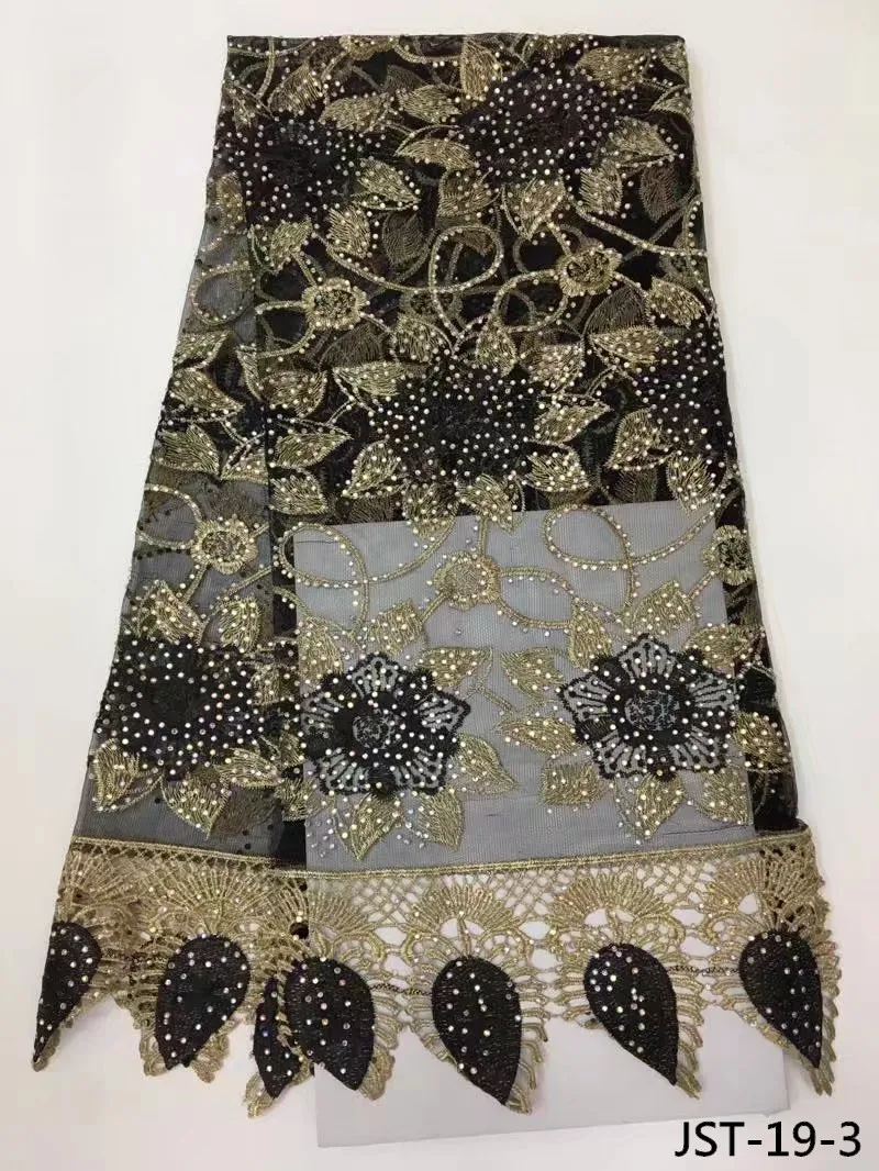 High quality african french tulle lace fabric with charming stones 2017 embroidery flower pattern net for dress JST-19 | Дом и сад