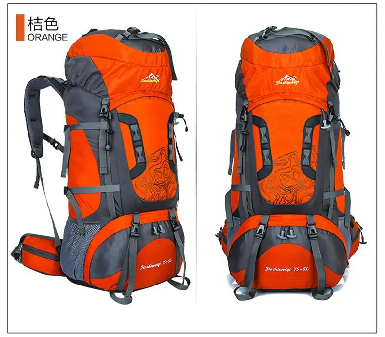 Orange 80L Большой Вместительный походный рюкзак, сумка для скалолазания, сумка для путешествий, походный рюкзак, походный рюкзак, военный тактический рюкзак - Цвет: Orange