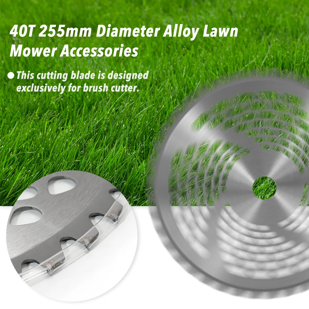 

Alloy Lawn Mower Brush Cutter Blade Trimmer 40T 255mm Diameter Brush Cutter Blade Mower Garden Grass Trimmer Accessories Tool