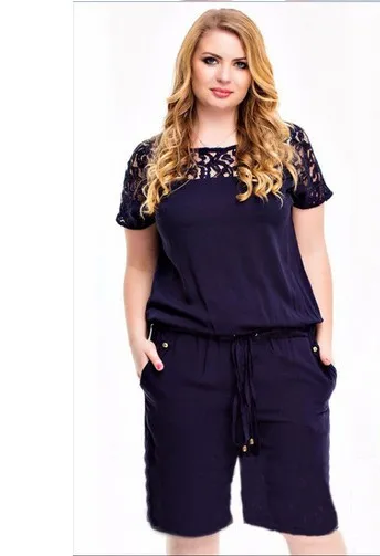 2019 Women Summer Lace Playsuits Casual Plus size 4XL Short Jumpsuits Rompers 5XL Large Ladies Overalls Clothing | Женская одежда
