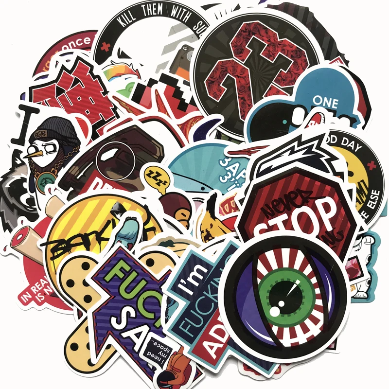 50 шт. наклейка в стиле граффити с цифровым буквенным принтом удача